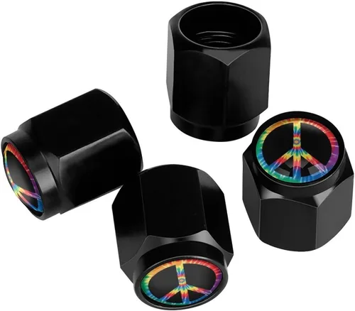 Miniatura 28 de Wolf - Tapones de válvula de neumático con bandera americana, tapas de válvula de neumático de aluminio negro, cubiertas universales