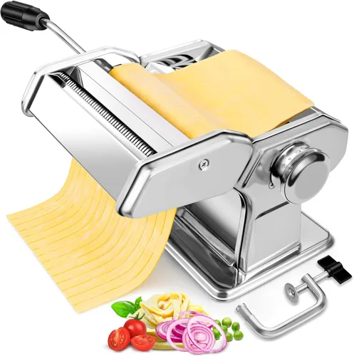 Máquina para hacer pasta, rodillo de pasta con 7 ajustes de grosor y cortador 2 en 1, máquina de pasta de acero inoxidable para espaguetis,