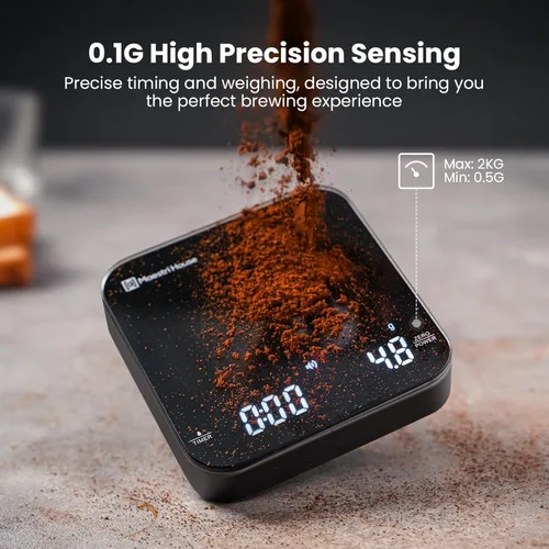 Miniatura 4 de Báscula Mini de Café Maestri House con Temporizador, Báscula de Espresso Recargable USB-C, Báscula Precisa de 2kg/0.1g para Espresso y Café de Blanco