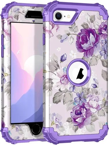 Miniatura 69 de Hocase Funda para iPhone SE 2022/2020, resistente a prueba de golpes, de plástico duro+goma de silicona, funda protectora híbrida para iPhone SE