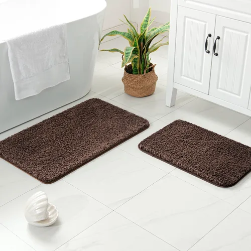 Miniatura 44 de MIULEE Juego de 2 alfombras de baño antideslizantes peludas extra gruesas y suaves, alfombrillas de baño de microfibra suave absorbente de agua