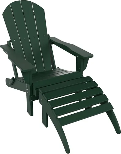 Miniatura 54 de WestinTrends Reposapiés otomano Adirondack para patio al aire libre, taburete de madera de polietileno para todo tipo de clima, ampliamente Azul