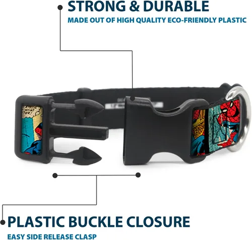 Miniatura 4 de Collar de perro Clip de plástico Spider Man tira cómica de 9 a 15 pulgadas 1.0 pulgadas de ancho