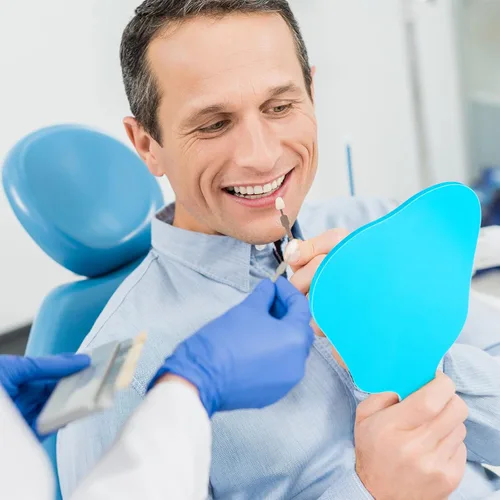 Miniatura 4 de Jetec 2 piezas de espejo de mano en forma de dientes, bonito espejo de maquillaje de mano, espejos dentales de plástico con asa, espejo de mano azul.