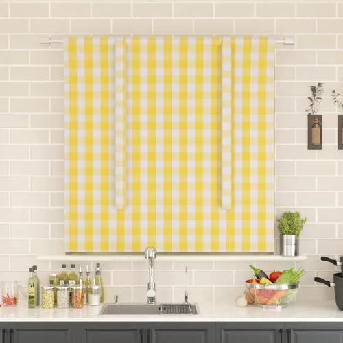 Miniatura 253 de Cenefas de cortina para ventana de 16 pulgadas de largo, 2 paneles de cuadros búfalo, cortinas pequeñas con bolsillo para barra, estilo clásico