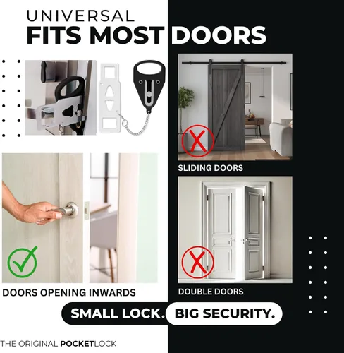 Miniatura 4 de Cerradura de Puerta Portátil Paquete de 2 para Viajes – Cerraduras de Puerta de Hotel para Seguridad de Viajeros – Cerradura de Seguridad de Puerta