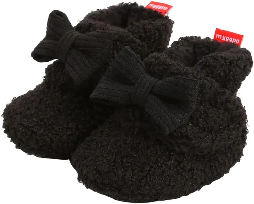 Botas de nieve para bebés y niñas, para primeros caminos, de forro polar cálido para invierno, para recién nacidos, zapatos antideslizantes, Negro,