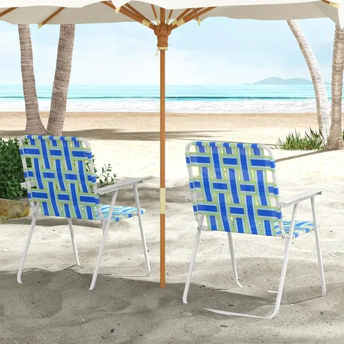 Miniatura 6 de GYMAX Silla plegable, juego de sillas de césped para patio con reposabrazos, paquete de 2 sillas de comedor ligeras para interiores y exteriores