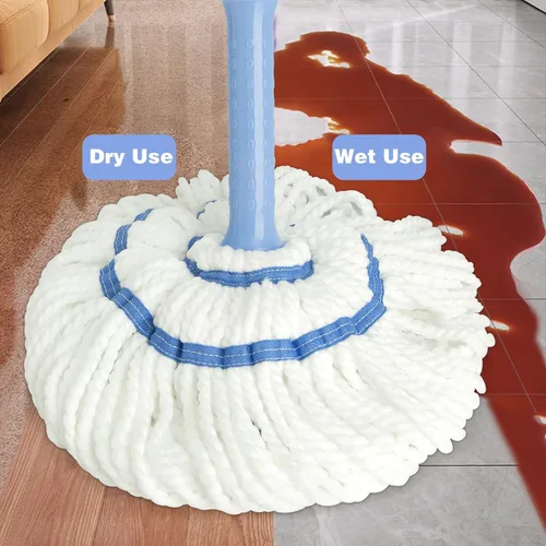Miniatura 6 de Trapeador giratorio para limpieza de suelos, mango largo de 57 pulgadas de largo, trapeador de microfibra resistente para trapear en azulejos