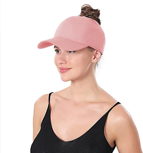 Miniatura 7 de Gorra de béisbol para mujer, con diseño cruzado y ajustable, de secado rápido, para cola de caballo