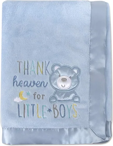 Manta de forro polar de 30 x 40 con ribete satinado para niños, niñas y bebés de género desconocido (azul)