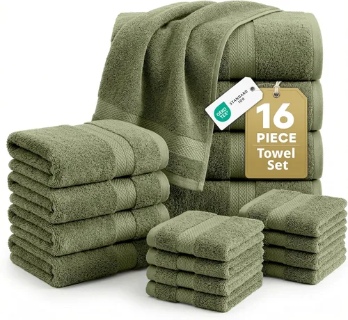 Miniatura 16 de LANE LINEN - Juego de toallas de baño de 16 piezas, color gris espacial, 100% algodón, altamente absorbente, 4 para manos y 8 paños