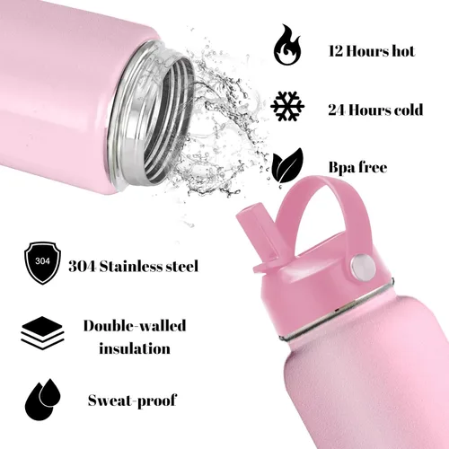 Miniatura 5 de Botella de agua personalizada para niños, botellas aisladas personalizadas de 24 onzas, botella de agua con nombre grabado personalizado