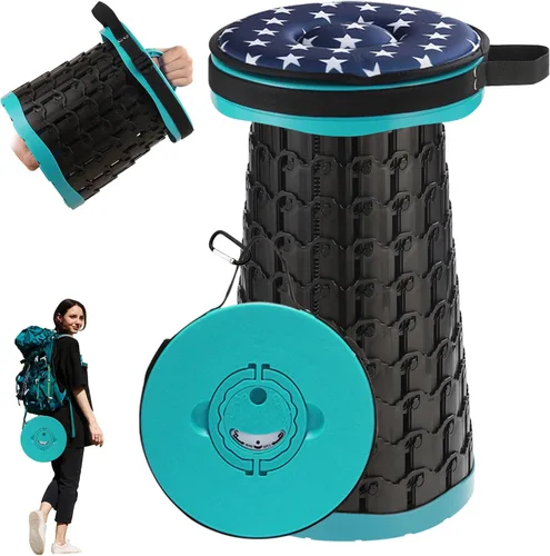 Miniatura 9 de Spisces Taburete plegable mejorado, capacidad resistente de 800 libras y ligero, 2.6 libras, taburete plegable retráctil portátil de 18 pulgadas