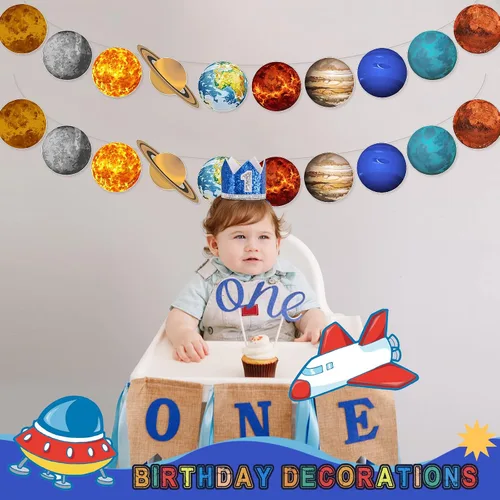 Miniatura 5 de Lincia Guirnalda colgante de sistema solar de galaxia, 4 unidades, temática de planeta, decoración de fiesta espacial para el primer viaje alrededor