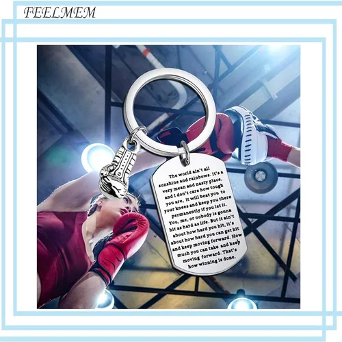 Miniatura 7 de FEELMEM Llavero de boxeo The World Ain't Sunshine and Rainbows, guante de boxeo