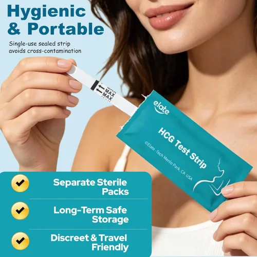 Miniatura 5 de Elate Tiras de prueba de embarazo, 20 unidades, prueba de detección temprana HCG, alta sensibilidad, resultados precisos del 99.99%, kit de prueba