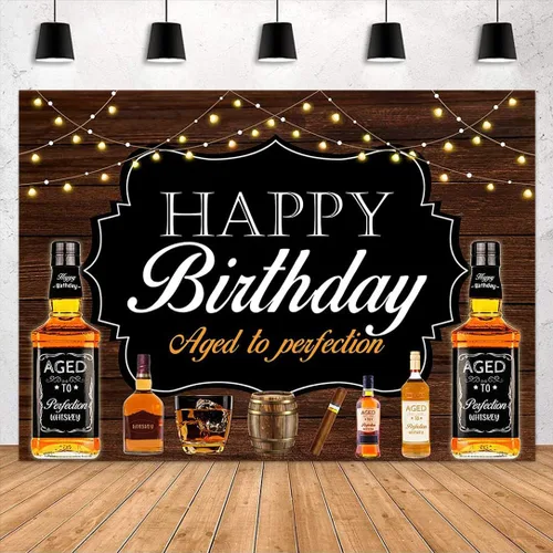 Miniatura 2 de Avezano Fondo de whisky de feliz cumpleaños de 5 x 3 pies para hombres mayores a la perfección, fondo de fiesta de cumpleaños vintage con temática