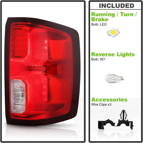 Miniatura 2 de KEEKPO - Para 2016-2018 Chevy Silverado 1500 High Country LTZ Luz Trasera de Freno LED de Tipo Fábrica para Lado Derecho del Pasajero Rojo exótico
