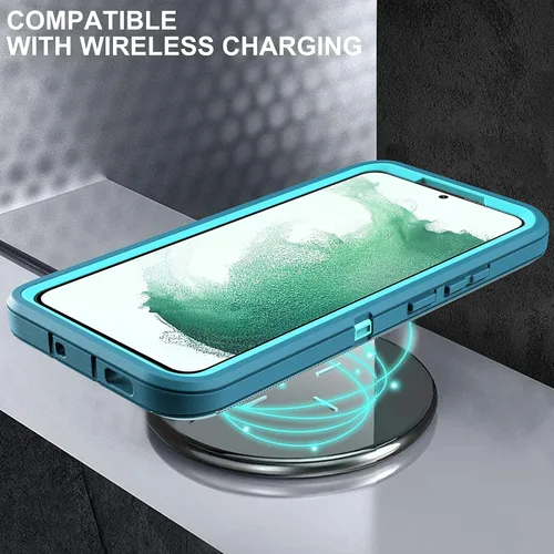 Miniatura 7 de Funda para Samsung Galaxy S22 Plus con protector de pantalla de TPU flexible autorreparable [2 unidades], 3 en 1, carcasa de cuerpo completo a Azul