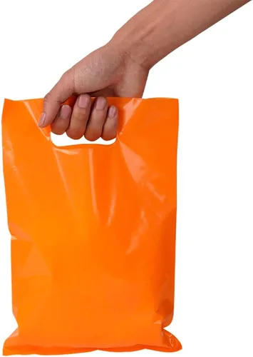 Miniatura 15 de ysmile Bolsa de plástico para compras para pequeñas empresas, bolsa de polietileno para mercancías con asa troquelada de gran tamaño 11.8x15.8