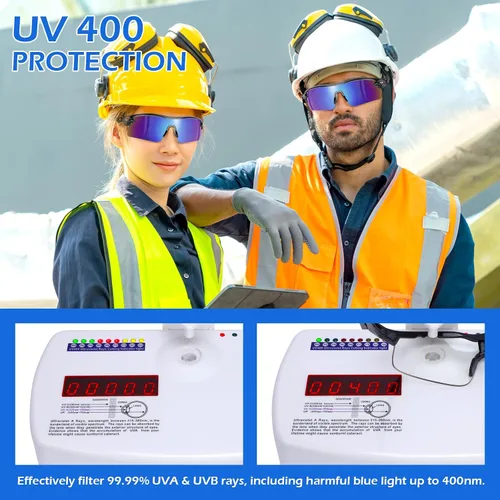 Miniatura 5 de OXG Paquete de 12 lentes de seguridad para hombres y mujeres, ANSI Z87.1, resistentes a los impactos, gafas protectoras para el trabajo, al aire
