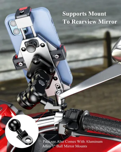 Miniatura 8 de BRCOVAN Soporte de teléfono para motocicleta de aleación de aluminio antirrobo con amortiguador de vibraciones y bloqueo seguro, soporte ajustable
