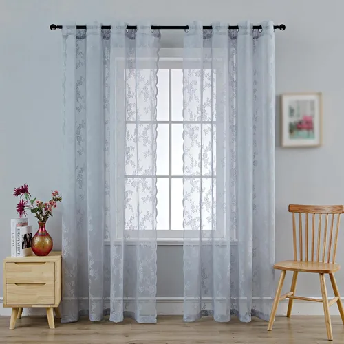 Miniatura 23 de Anytime Paneles de Cortinas Transparentes Arcoíris para Sala de Estar Elegantes Juegos de Tratamiento de Ventanas Translúcidas Filtrantes de Luz