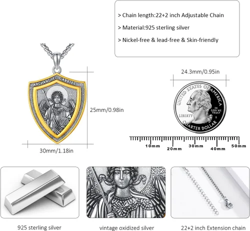 Miniatura 13 de Collar con colgante de plata de ley 925 con medalla de San Patrón, joyería religiosa para hombres y mujeres, con cadena de acero inoxidable 316L