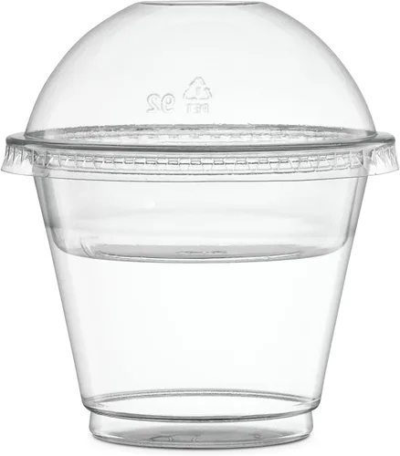 Miniatura 6 de ELEGANT DISPOSABLES Vasos de plástico para parfait de 9 onzas con insertos y tapas de 2 onzas, 50, juegos de recipientes de yogur de 9 onzas