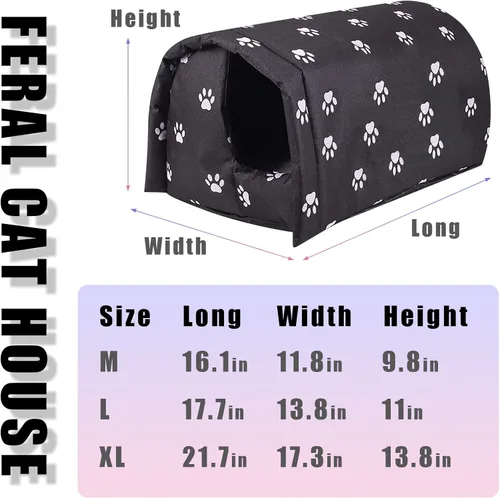 Miniatura 2 de Casa de invierno para gatos para exteriores, resistente a la intemperie, impermeable, impermeable, plegable, relleno de algodón grueso, refugio