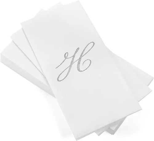 Miniatura 33 de AH AMERICAN HOMESTEAD Servilletas desechables – Servilletas doradas con monograma para invitados, servilletas acolchadas como tela para baño