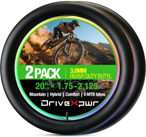 Miniatura 10 de Paquete de 2 tubos de bicicleta resistentes de 14"/16"/18"/20"/ 22"/24"/26"/27.5"/28"/29" x1.75/2.125 pulgadas de grosor, con válvula Schrader AV
