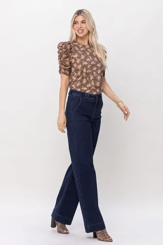Miniatura 3 de Fiercely Bella Boutique' Pantalones de cintura alta con dobladillo ancho (estilo 82471)