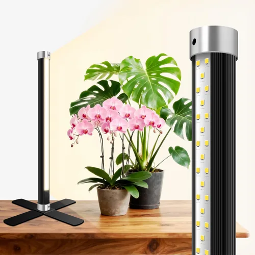 SJZX - Luz de cultivo para plantas de interior, 40 LED de espectro completo con temporizador, luz de cultivo de alta PPFD, luz de cultivo vertical