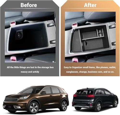 Miniatura 7 de YEE PIN Kia Niro - Organizador de consola central – Bandeja de almacenamiento para consola de reposabrazos para accesorios Kia Niro 2016 2017 2018