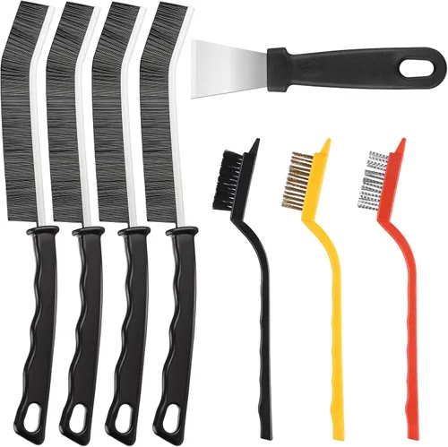 Cepillo de limpieza de grietas, 8 piezas de suministros de limpieza, cepillo de cerdas duras para limpieza de grietas, cepillos de limpieza de