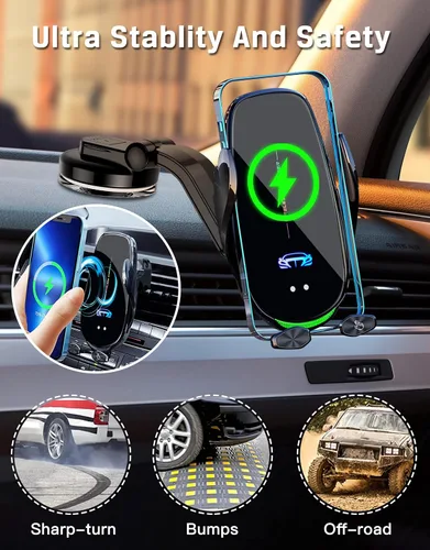 Miniatura 3 de Soporte inalámbrico para cargador de automóvil, carga rápida, sujeción automática de 15 W, soporte inteligente de inducción de control dual