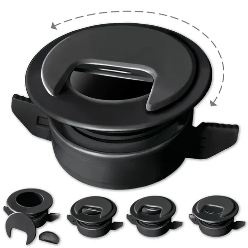 1PK Negro Patentado: Única herramienta de gestión de cables, alambres y cordones sin herramientas con ojal autofijador/de bloqueo y con tapa