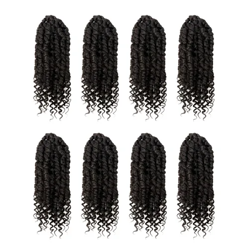 Miniatura 102 de Bileaf Cabello de Ganchillo Passion Twist Pre-retorcido de 10 Pulgadas, 8 Paquetes de Ganchillo Passion Twist, Cabello Corto Passion Twist