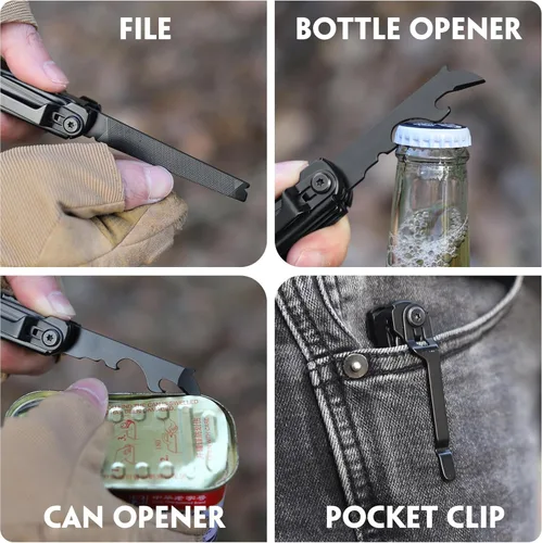 Miniatura 6 de Cuchillo multiherramienta de bolsillo - Regalos de Navidad para hombres, herramienta múltiple, cuchillos EDC - Cuchillo de bolsillo para hombres