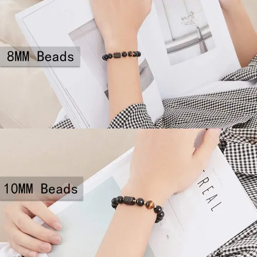 Miniatura 4 de L&C Feng Shui - Pulsera de riqueza de obsidiana negra Pulseras de cristal de obsidiana para mujeres y hombres, 0.315in, 0.394in, alivio natural