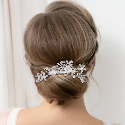 Miniatura 4 de inSowni Paquete de 32 peines laterales plateados para el cabello de boda, en forma de U y torsión, accesorios para novias, perlas de diamantes