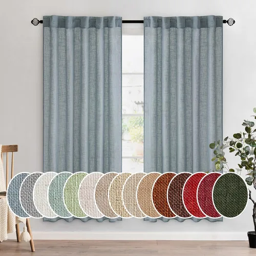 Miniatura 23 de MIULEE Cortinas de lino blanco de 108 pulgadas de largo para dormitorio, sala de estar, cortinas de ventana con textura de lino suave y grueso, Lino