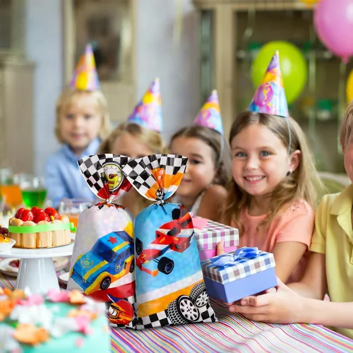 Miniatura 4 de Spiareal 100 bolsas de regalo de celofán para fiestas, bolsas de regalo de celofán, bolsas de dulces con corbatas para niños, 1 unidad