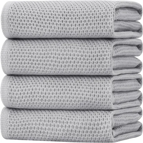 Miniatura 255 de Homaxy Paños de cocina de 100% algodón con tejido de gofre, ultra suaves, absorbentes, de secado rápido, 12 x 12 pulgadas, paquete de 6, amarillo