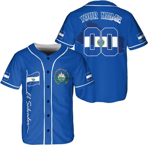 Camiseta de béisbol de El Salvador personalizada,Camiseta personalizada con la bandera salvadoreña,Orgulloso Jersey Salvadoreña,Jersey del orgullo