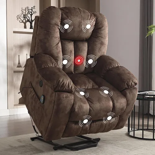 Miniatura 12 de CANMOV Silla reclinable eléctrica con masaje y calor para adultos mayores, reclinables anchos y tapizados, mecanismo de movimiento reclinable