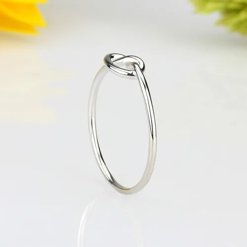 Miniatura 4 de Anillo de oro blanco sólido de 14 quilates de alto pulido liso oro celta nudo de amor anillo de promesa (tamaño 5 a 9)