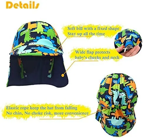 Miniatura 4 de Gifts Treat Sombrero de legionario para niños, protección solar UPF 50+, gorro de natación con solapa para niños, sombrero de sol de secado rápido